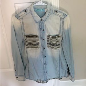 Button down distressed top